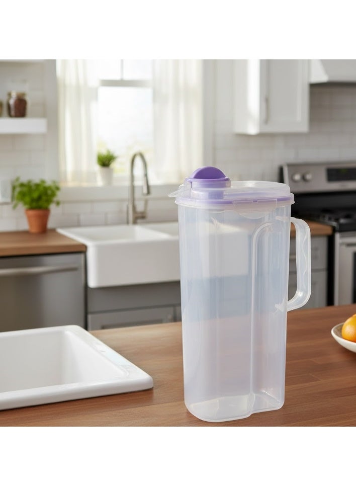 favilla 2-piece set of clear plastic jugs with clip-on lids - 1.5 liter capacity - multi-colored - Image 2